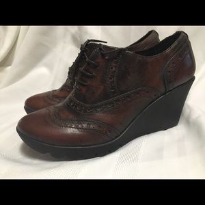 Sesto Meucci 6.5 Wedge Oxford Womens Lace Up Brown